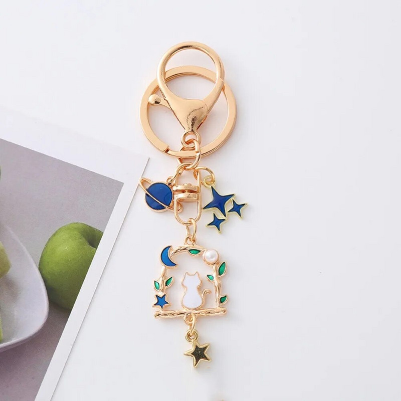 Jauki dārza Star Cat atslēgu piekariņu sakausējuma maisiņu kulonu aksesuāri pāriem atslēgu piekariņu dāvanas