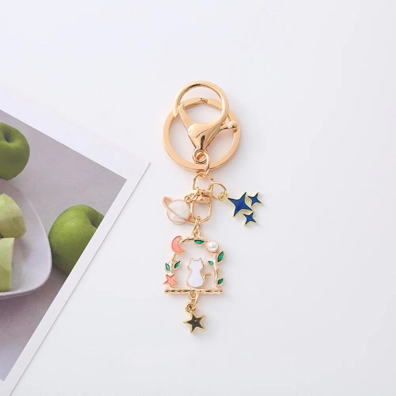 Jauki dārza Star Cat atslēgu piekariņu sakausējuma maisiņu kulonu aksesuāri pāriem atslēgu piekariņu dāvanas