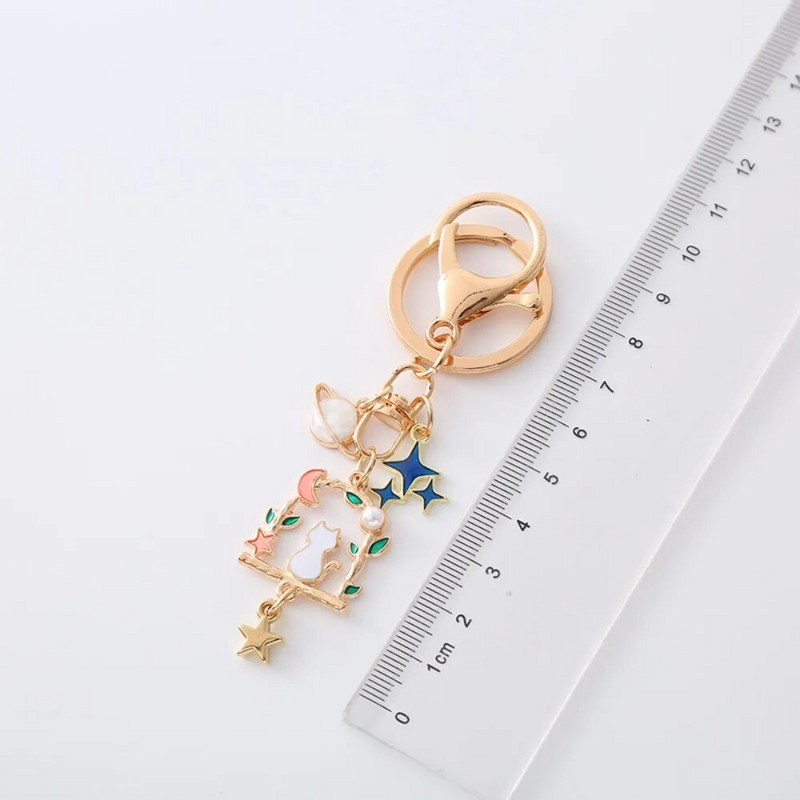 Jauki dārza Star Cat atslēgu piekariņu sakausējuma maisiņu kulonu aksesuāri pāriem atslēgu piekariņu dāvanas