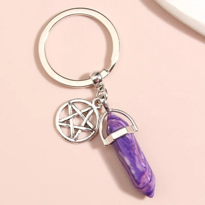 1 τεμ. Πολύχρωμο πέτρινο μπρελόκ Star Moon Sun μενταγιόν Μπρελόκ Μεταλλικό Χειροτεχνία Μπρελόκ Κοσμήματα Χονδρική