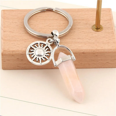 1 τεμ. Πολύχρωμο πέτρινο μπρελόκ Star Moon Sun μενταγιόν Μπρελόκ Μεταλλικό Χειροτεχνία Μπρελόκ Κοσμήματα Χονδρική