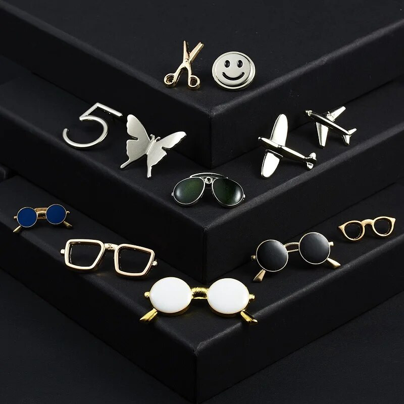 Modes sakausējums Sieviešu Vīriešu Emalja Piespraudes Piespraudes Brilles Saulesbrilles Rāmis Ažūra Šķērveida Lidmašīna Žetons Apģērbu Aksesuāri
