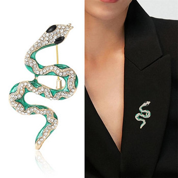 Луксозна брошка със змия със страз, сплав, унисекс игли за ревери, значка с животински дизайн за жени, мъже, модни бижута, аксесоари, подарък