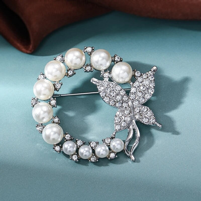 Τυχερή τετράφυλλη καρφίτσα τριφύλλι γαλλική ρετρό σμαραγδένια κορσάζ Σταθερά ρούχα Αντι-άδεια πόρπη καρφίτσα για γυναικεία κοσμήματα νυφικού