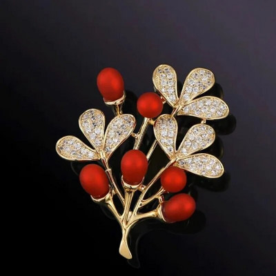 Τυχερή τετράφυλλη καρφίτσα τριφύλλι γαλλική ρετρό σμαραγδένια κορσάζ Σταθερά ρούχα Αντι-άδεια πόρπη καρφίτσα για γυναικεία κοσμήματα νυφικού