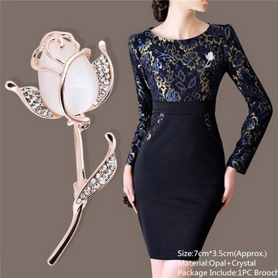 Augstas kvalitātes juvelierizstrādājumu apģērbu aksesuāri Ziedu piespraude korejiešu stila Bauhinia opāls ziedu korsāžas kristāla Rhinestone piespraude