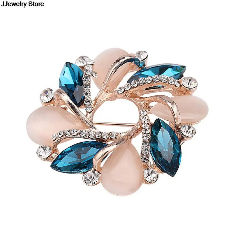 Augstas kvalitātes juvelierizstrādājumu apģērbu aksesuāri Ziedu piespraude korejiešu stila Bauhinia opāls ziedu korsāžas kristāla Rhinestone piespraude