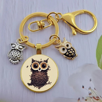 Fashion Owl Glass Cabochon Μπρελόκ Νυχτερινή Κουκουβάγια Μπρελόκ Γυναικείες Ανδρικές τσάντες δώρου για ζώα Κλειδιά αυτοκινήτου Χειροποίητα κοσμήματα