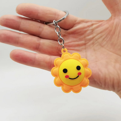 Creative Smiley Face Sun Moon Star Keychain PVC mīksta plastmasas maisiņa kulons Bezmaksas piegāde Creative Gift Action Figure Auto atslēgu piekariņš