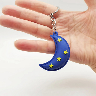 Creative Smiley Face Sun Moon Star Keychain PVC mīksta plastmasas maisiņa kulons Bezmaksas piegāde Creative Gift Action Figure Auto atslēgu piekariņš