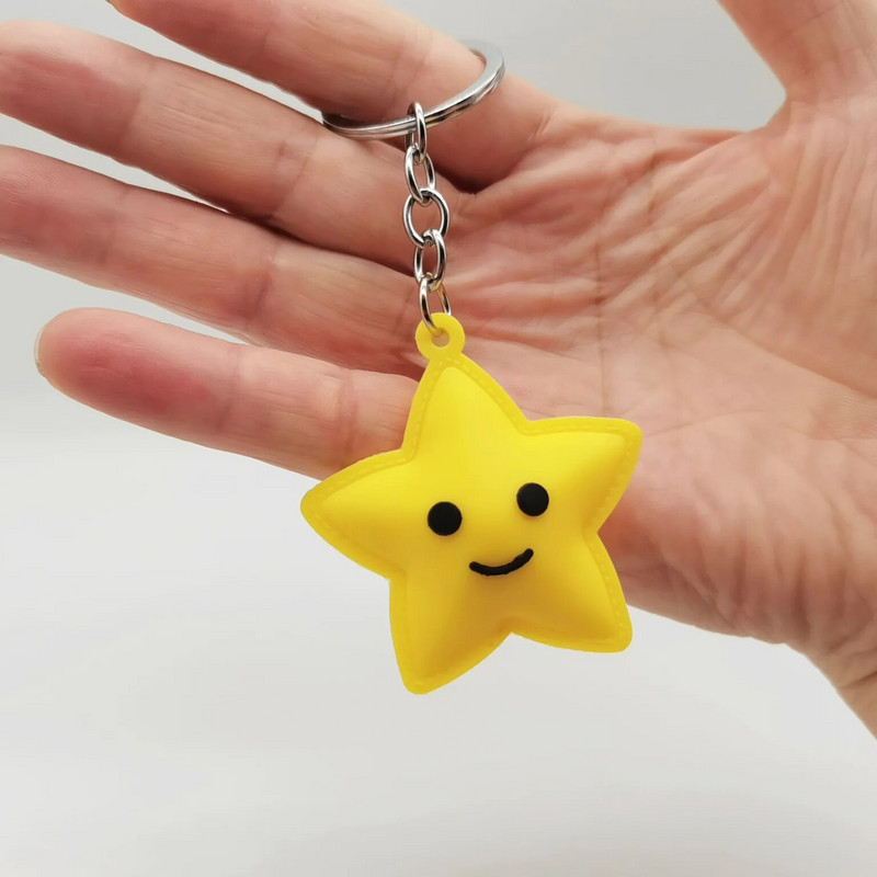 Creative Smiley Face Sun Moon Star Keychain PVC mīksta plastmasas maisiņa kulons Bezmaksas piegāde Creative Gift Action Figure Auto atslēgu piekariņš