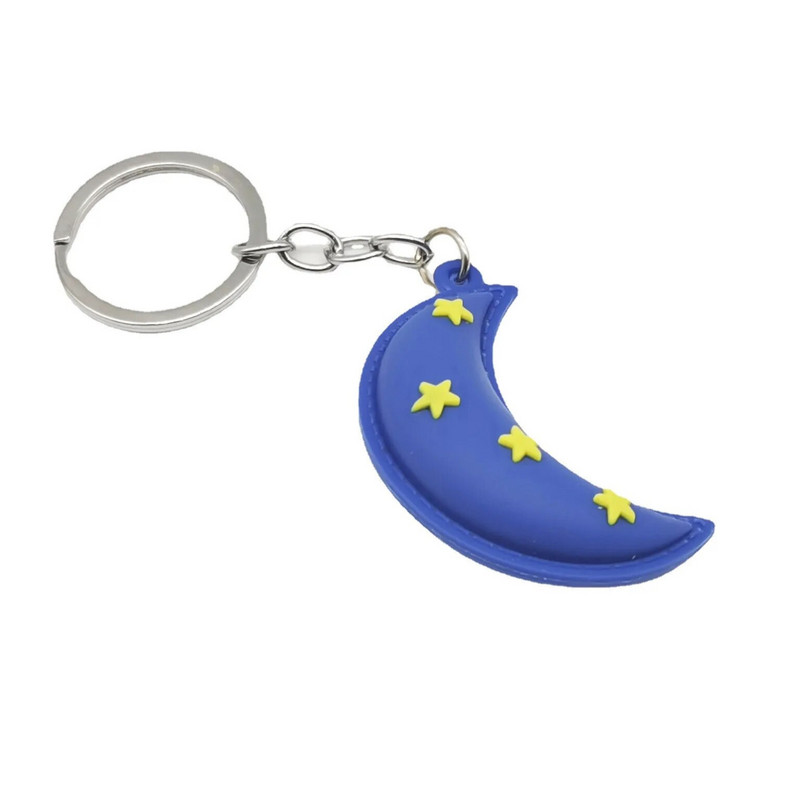 Creative Smiley Face Sun Moon Star Keychain PVC mīksta plastmasas maisiņa kulons Bezmaksas piegāde Creative Gift Action Figure Auto atslēgu piekariņš