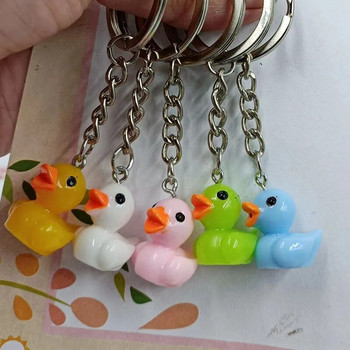 Cute Little Yellow Resin Duck Keychain for Women Mini Lovers Ducks Hyaluronic Acid Keychain Girls Car Keyring Jewelry