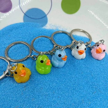 Cute Little Yellow Resin Duck Keychain for Women Mini Lovers Ducks Hyaluronic Acid Keychain Girls Car Keyring Jewelry