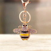 Jauki Rhinestone Crystal Insect Bee Keychain Dzīvnieks Kamene Atslēgu piekariņš Atslēgu piekariņu turētājs Bag Kulonu Piederumi Atslēgu piekariņš