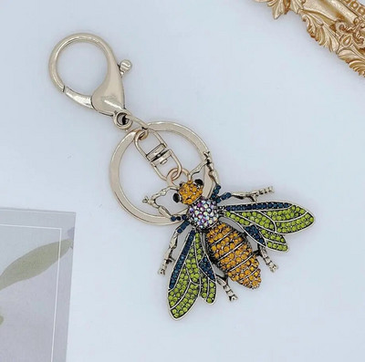 Jauki Rhinestone Crystal Insect Bee Keychain Dzīvnieks Kamene Atslēgu piekariņš Atslēgu piekariņu turētājs Bag Kulonu Piederumi Atslēgu piekariņš