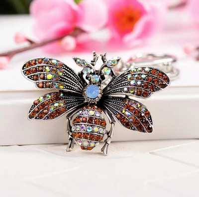 Jauki Rhinestone Crystal Insect Bee Keychain Dzīvnieks Kamene Atslēgu piekariņš Atslēgu piekariņu turētājs Bag Kulonu Piederumi Atslēgu piekariņš