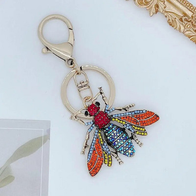 Jauki Rhinestone Crystal Insect Bee Keychain Dzīvnieks Kamene Atslēgu piekariņš Atslēgu piekariņu turētājs Bag Kulonu Piederumi Atslēgu piekariņš