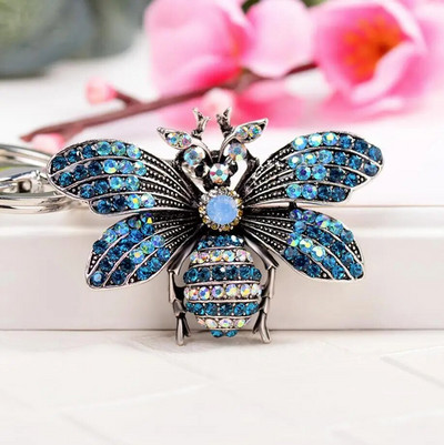 Jauki Rhinestone Crystal Insect Bee Keychain Dzīvnieks Kamene Atslēgu piekariņš Atslēgu piekariņu turētājs Bag Kulonu Piederumi Atslēgu piekariņš