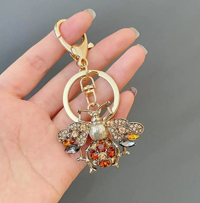 Jauki Rhinestone Crystal Insect Bee Keychain Dzīvnieks Kamene Atslēgu piekariņš Atslēgu piekariņu turētājs Bag Kulonu Piederumi Atslēgu piekariņš