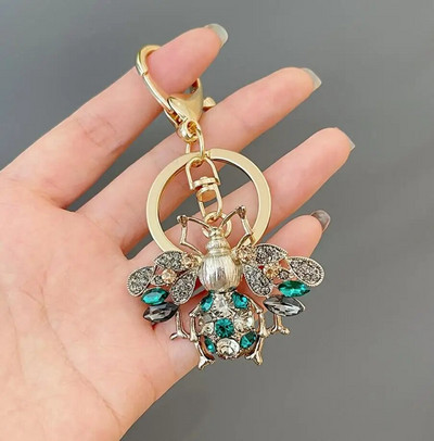 Jauki Rhinestone Crystal Insect Bee Keychain Dzīvnieks Kamene Atslēgu piekariņš Atslēgu piekariņu turētājs Bag Kulonu Piederumi Atslēgu piekariņš