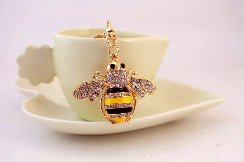 Jauki Rhinestone Crystal Insect Bee Keychain Dzīvnieks Kamene Atslēgu piekariņš Atslēgu piekariņu turētājs Bag Kulonu Piederumi Atslēgu piekariņš
