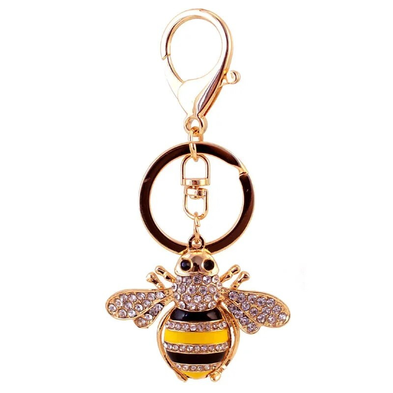 Jauki Rhinestone Crystal Insect Bee Keychain Dzīvnieks Kamene Atslēgu piekariņš Atslēgu piekariņu turētājs Bag Kulonu Piederumi Atslēgu piekariņš