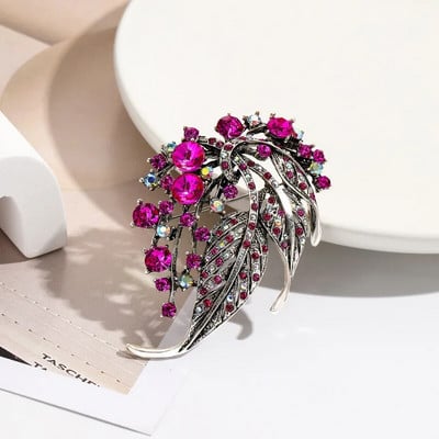 Barokový vintage listový tvar farebný kamienkový dutý brošňový náhrdelník pre ženy, odznak, elegantný kabát, oblek, korsáž, brošňové špendlíky, darček