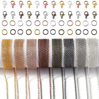 3-metarski lanac od legure u rasutom stanju s prstenovima za skakanje, kopče od jastoga, lančići za ogrlice za DIY izradu nakita, pribor za ogrlice, dodaci
