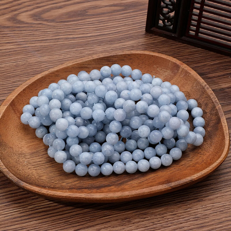 1 šķiedras 6 mm dabīgā akmens turmalīna rožu kvarca akvamarīna amazonīta lodītes rotaslietu izgatavošanai, DIY rokassprādze