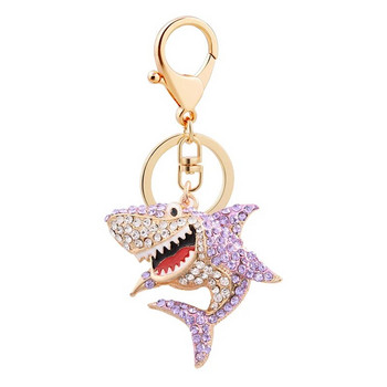 EASYA 3 цвята Кристална акула Ключодържател Уникален дизайн Кристал Риба Ключодържатели Бижута Дамска чанта за момичета Висулка Талисмани Аксесоари