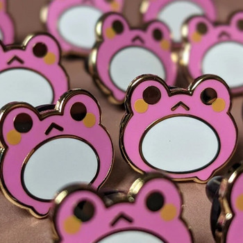 Kawaii Tiny Frog Hard Enamel Pink Pink/ Green Frogs Καρφίτσες για πέτο Καρφίτσα με σήμα ζώων για αξεσουάρ κοσμημάτων