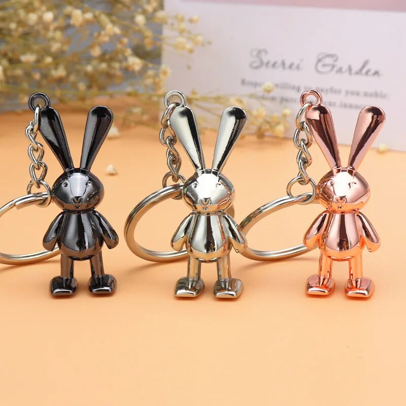 Jauks metālisks atslēgu piekariņš 3D trusis atslēgu piekariņš karikatūra atslēgu piekariņi atslēgu piekariņi dāvana sievietēm vīriešiem rokassomu kulonu aksesuāri DIY rotaslietas