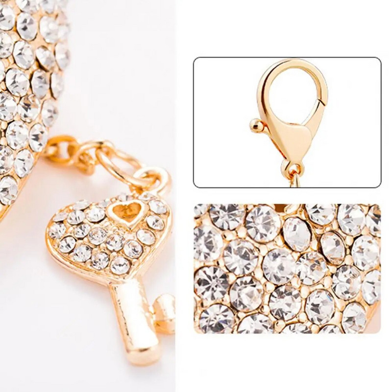 Sjajni luksuzni privjesak za ključeve od umjetnog kristala sa vještačkim kamenčićima u obliku srca Rese od legure cinka Privjesak za ključeve za automobil Privjesak za ključeve Torba Viseći privjesak Nakit