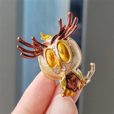 Rinhoo Krásne sova smaltované brošne, špendlíky pre ženy, vtipné veľké oči, lietajúce vtáky, golier, klopový odznak s kreslenými zvieratkami, korsážové šperky