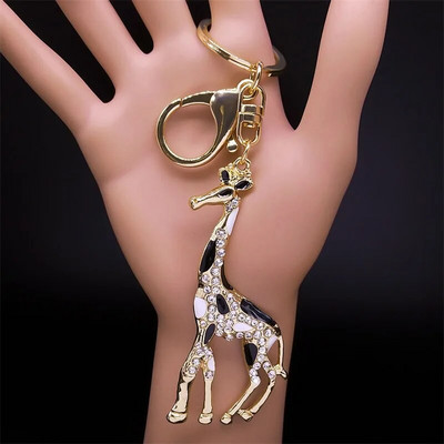 Εξαιρετικό μπρελόκ από σμάλτο καμηλοπάρδαλη για γυναίκες κορίτσια Rhinestone Animal τσάντα αγκράφα Τσάντα για κλειδί Κοσμήματα porte clef KXH1309S01
