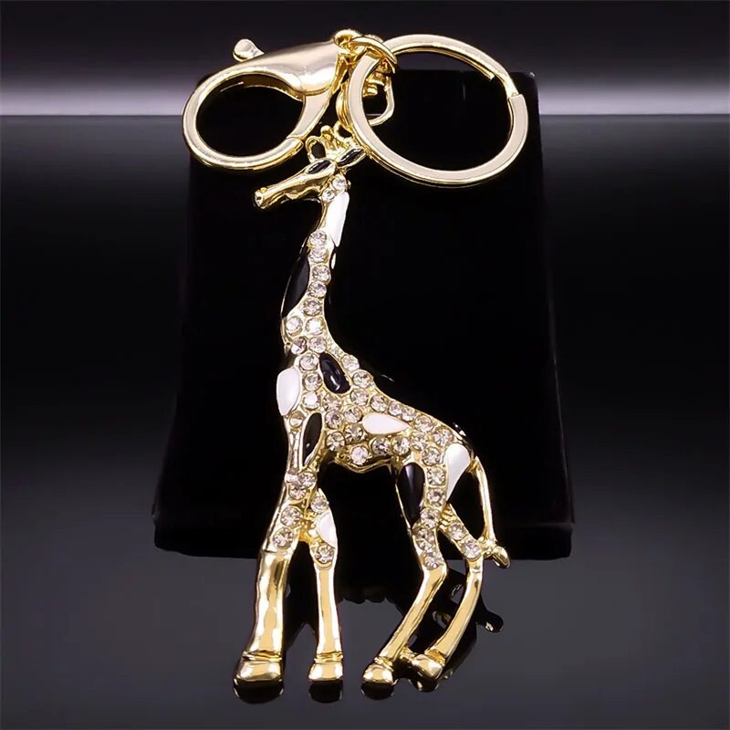 Εξαιρετικό μπρελόκ από σμάλτο καμηλοπάρδαλη για γυναίκες κορίτσια Rhinestone Animal τσάντα αγκράφα Τσάντα για κλειδί Κοσμήματα porte clef KXH1309S01