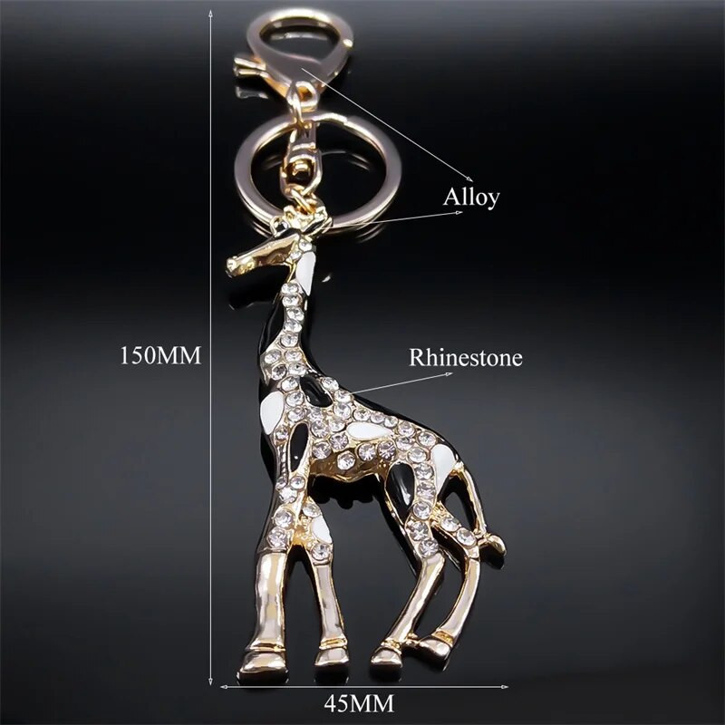 Εξαιρετικό μπρελόκ από σμάλτο καμηλοπάρδαλη για γυναίκες κορίτσια Rhinestone Animal τσάντα αγκράφα Τσάντα για κλειδί Κοσμήματα porte clef KXH1309S01