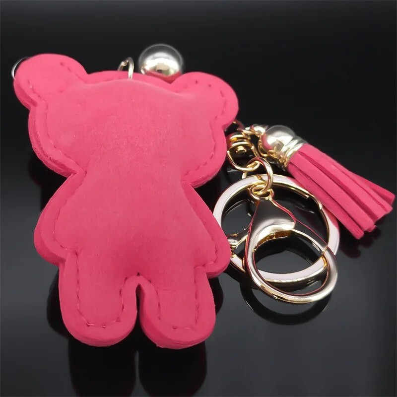 Γλυκό χαριτωμένο καρτούν ροζ μπλε τσάντα αρκουδάκι Γούρι Μπρελόκ Γυναικείο κράμα στρας Ζώο χρυσό χρώμα Φούντα μπρελόκ Δώρο κοσμήματα K9827