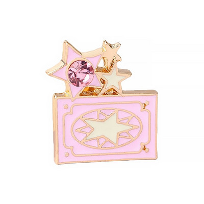 Χαριτωμένο ροζ πριγκίπισσα με σμάλτο καρφίτσα κινουμένων σχεδίων μαγικό ραβδί Θησαυρός στήθος καρφίτσα καρφίτσα καρφίτσα καρφίτσα ρόλος καρδιά τσάντα πέτο Παιδικό δώρο κοσμήματα