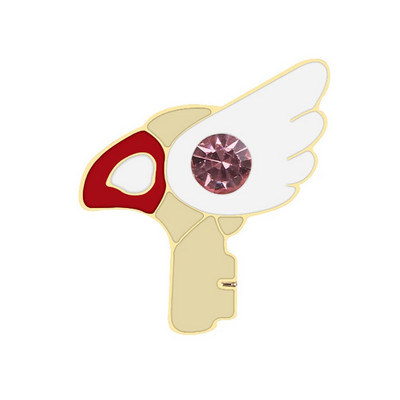 Χαριτωμένο ροζ πριγκίπισσα με σμάλτο καρφίτσα κινουμένων σχεδίων μαγικό ραβδί Θησαυρός στήθος καρφίτσα καρφίτσα καρφίτσα καρφίτσα ρόλος καρδιά τσάντα πέτο Παιδικό δώρο κοσμήματα