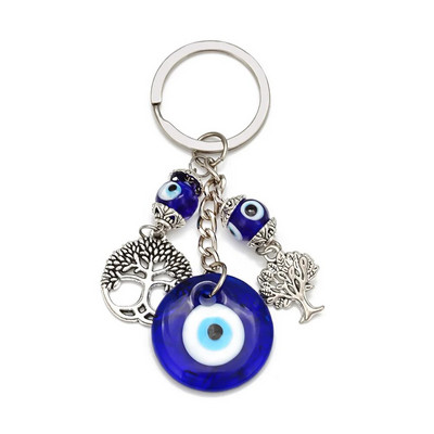 LUCKY EYE Tree Fatima Hamsa Hand Evil Eye Kulons Atslēgu piekariņš Sudraba Krāsa Gredzens Atslēgu piekariņš Auto Atslēgu piekariņš Sievietēm Vīriešu Rotaslietas BE29