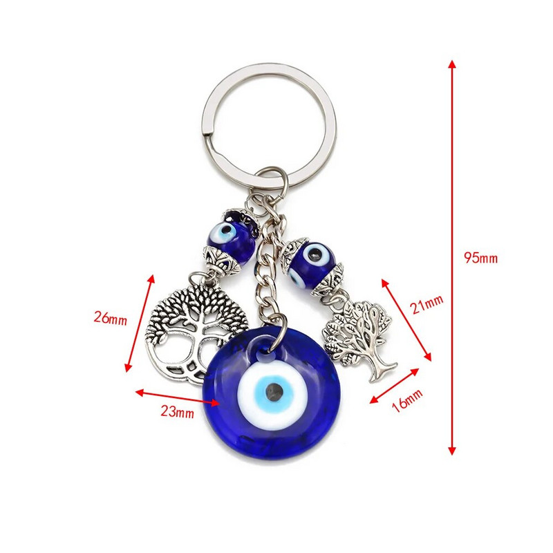 LUCKY EYE Tree Fatima Hamsa Hand Evil Eye Kulons Atslēgu piekariņš Sudraba Krāsa Gredzens Atslēgu piekariņš Auto Atslēgu piekariņš Sievietēm Vīriešu Rotaslietas BE29