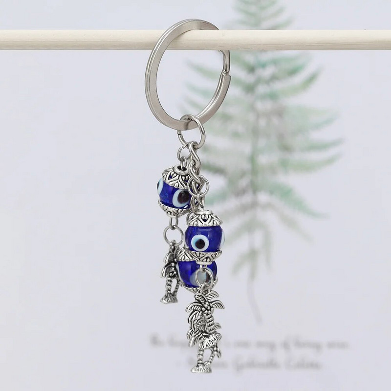 LUCKY EYE Tree Fatima Hamsa Hand Evil Eye Kulons Atslēgu piekariņš Sudraba Krāsa Gredzens Atslēgu piekariņš Auto Atslēgu piekariņš Sievietēm Vīriešu Rotaslietas BE29