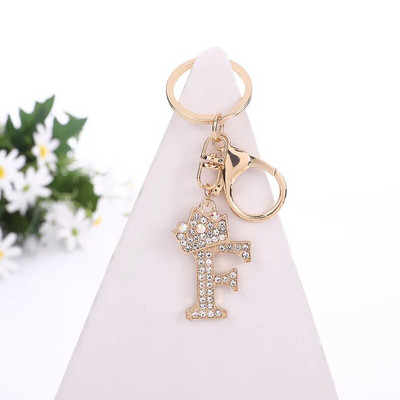 Luxus korona 26 betűs fém kulcstartó divatos strasszkő kulcstartó