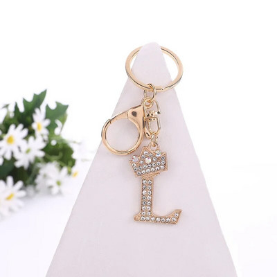 Luxus korona 26 betűs fém kulcstartó divatos strasszkő kulcstartó