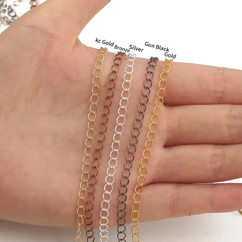 5 metara/lot 2,5 2,8 3,6 4,8 mm Ovalni lančić Prsten Produženi lanci Ogrlica Narukvice Lanci Potrošni materijal za izradu nakita DIY