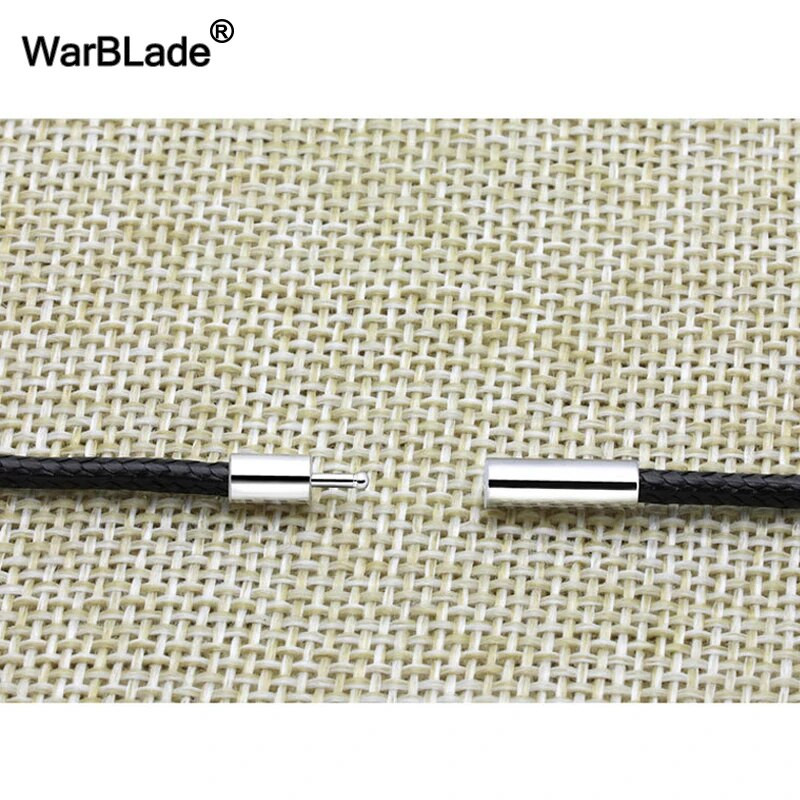 40-80 εκ. 1-3 χιλιοστά Μαύρο δερμάτινο κολιέ κορδόνι Κορδόνι κερί σχοινί δαντέλα αλυσίδα με περιστροφικό κούμπωμα από ανοξείδωτο ατσάλι για κολιέ κοσμήματα