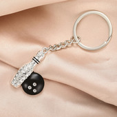 Sievietēm Eleganti Kristāla Rhinestone Boulinga Bumbu Kuloni Atslēgu piekariņi Nerūsējošā tērauda Sporta Atslēgu piekariņš Sieviešu Auto Atslēgu Piekariņi Rotaslietas