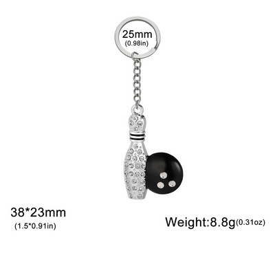 Sievietēm Eleganti Kristāla Rhinestone Boulinga Bumbu Kuloni Atslēgu piekariņi Nerūsējošā tērauda Sporta Atslēgu piekariņš Sieviešu Auto Atslēgu Piekariņi Rotaslietas